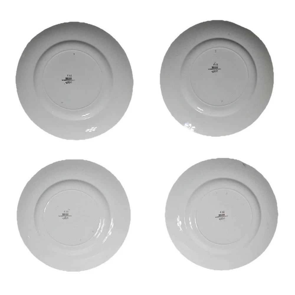 Simpsons Potters Solian Ware Dinner Plates Maroon 777 (4)‎  *crazing, chip